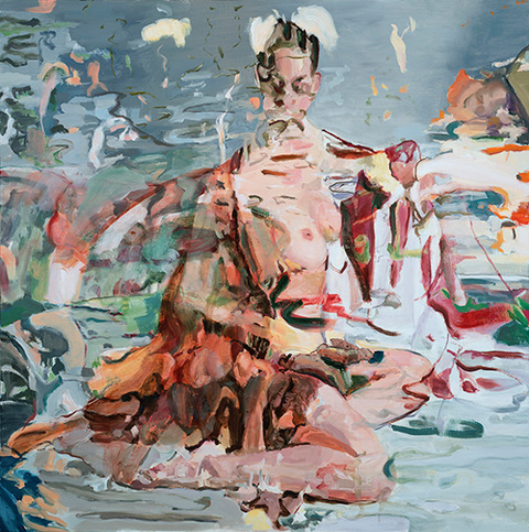 Laura malone camille with veil oil on linen 48x48