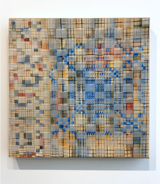 Andrea Brewster Draft 1 2026 giclee print, woven vellum 10x10 photo courtesy of the artist
